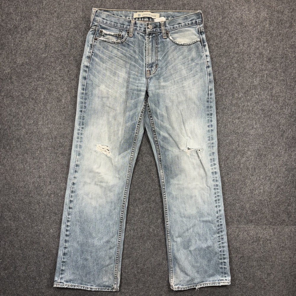 Vintage Y2K GAP Loose Boot Fit Jeans Men's 30x30 Light Wash Faded Distress
